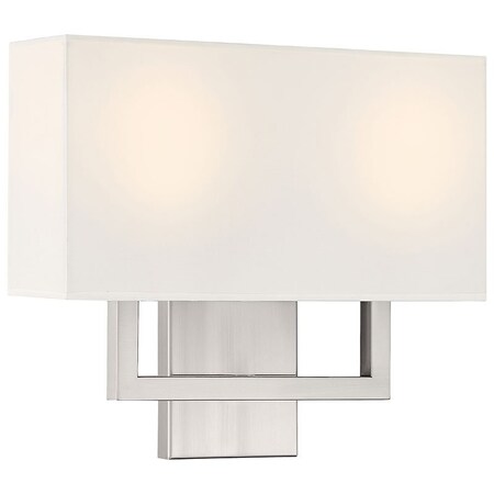 Access Lighting Mid Town, 2 Light LED Wall Sconce, Brushed Steel Finish, Fabric 64062LEDDLP-BS/WH